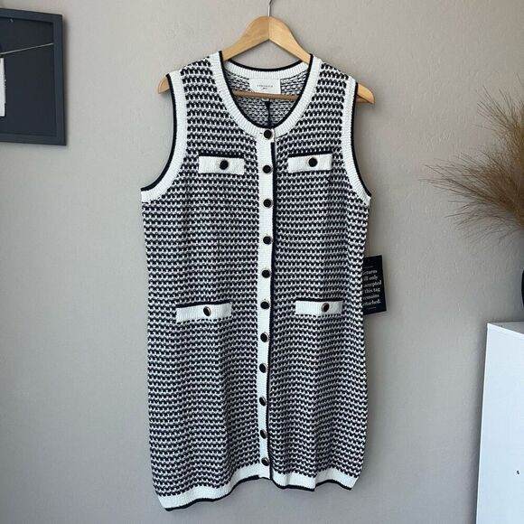 NEW Tuckernuck Pomander Place Dress Navy Stripe Knit Bardot Mini Dress Size XXL - Picture 3 of 9